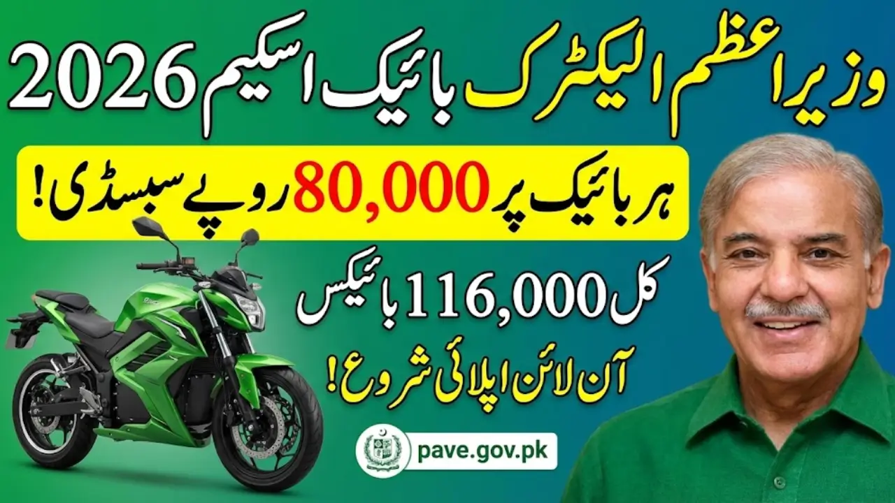 PM Electric Bike Scheme 2026 Registration Started - 80,000 PKR Subsidy and Installments